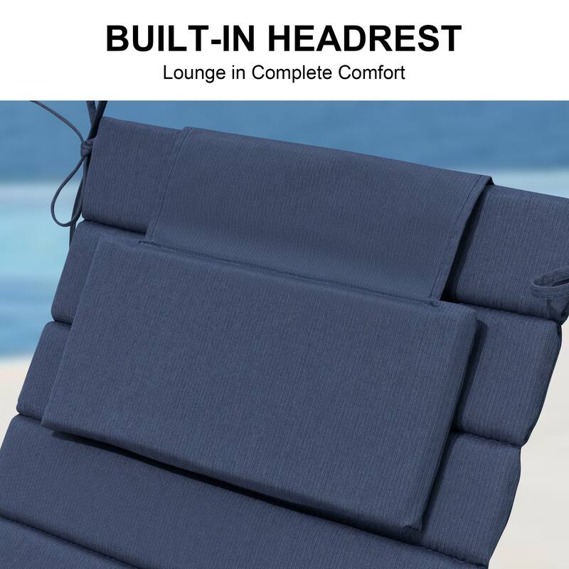 Outdoor Chaise Lounge Cushion Quilted Patio Sun Lounger Pad with Straps