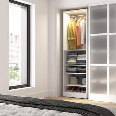 Bestar Florence 25W x 25D Closet System Tower with LED Light, Shelves
