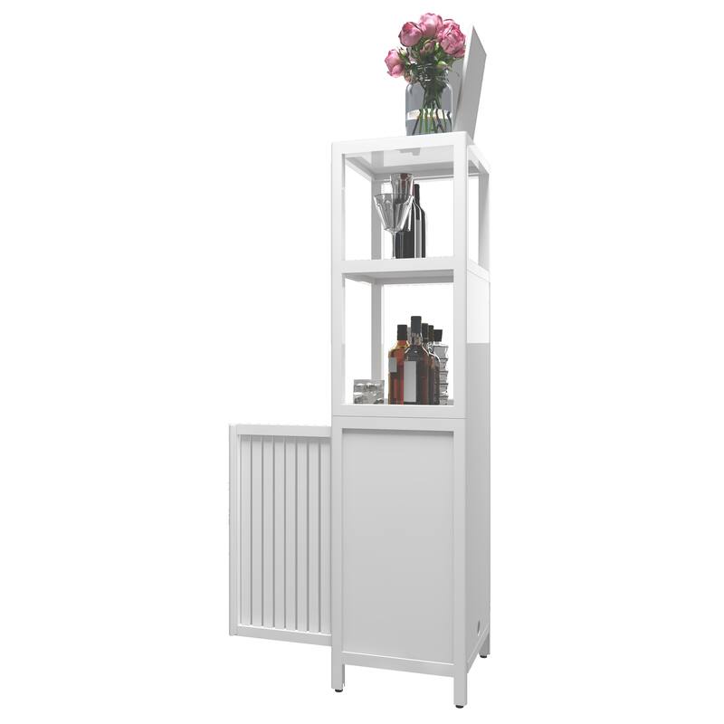 A 52-foot-tall white linen tower bamboo storage cabinet, suitable for main living spaces such as bathrooms, bedrooms, an