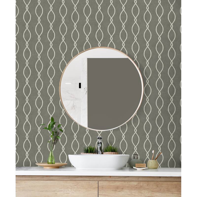 Seabrook Designs Hyannis Rope Ogee Unpasted Wallpaper Bed Bath