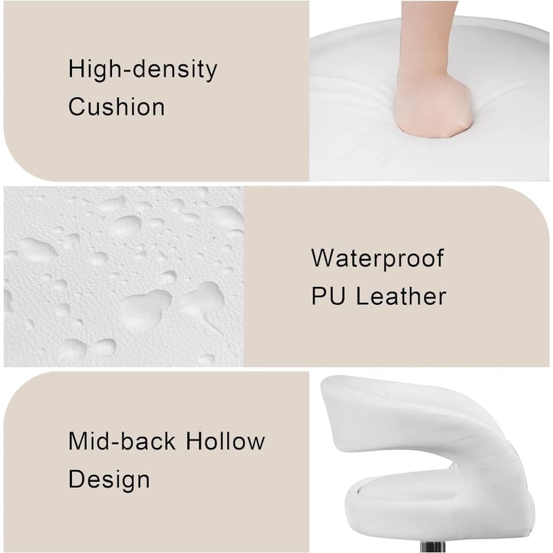 VECELO Set of 4 Swivel Bar Stools Rounded Mid-Back Barstools with Adjustable Height 360° Rotation 16" Base with Footrest