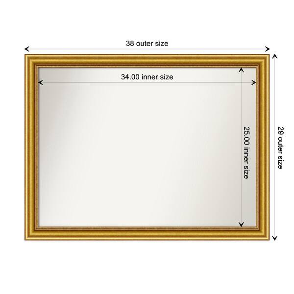 dimension image slide 138 of 139, Townhouse Gold Framed Non-Beveled Custom Wall Mirror, Bathroom Vanity Mirror