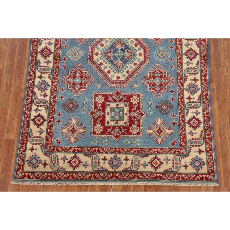 Light Blue Kazak Rug Handmade Oriental Wool Carpet - 5'0" x 7'4"