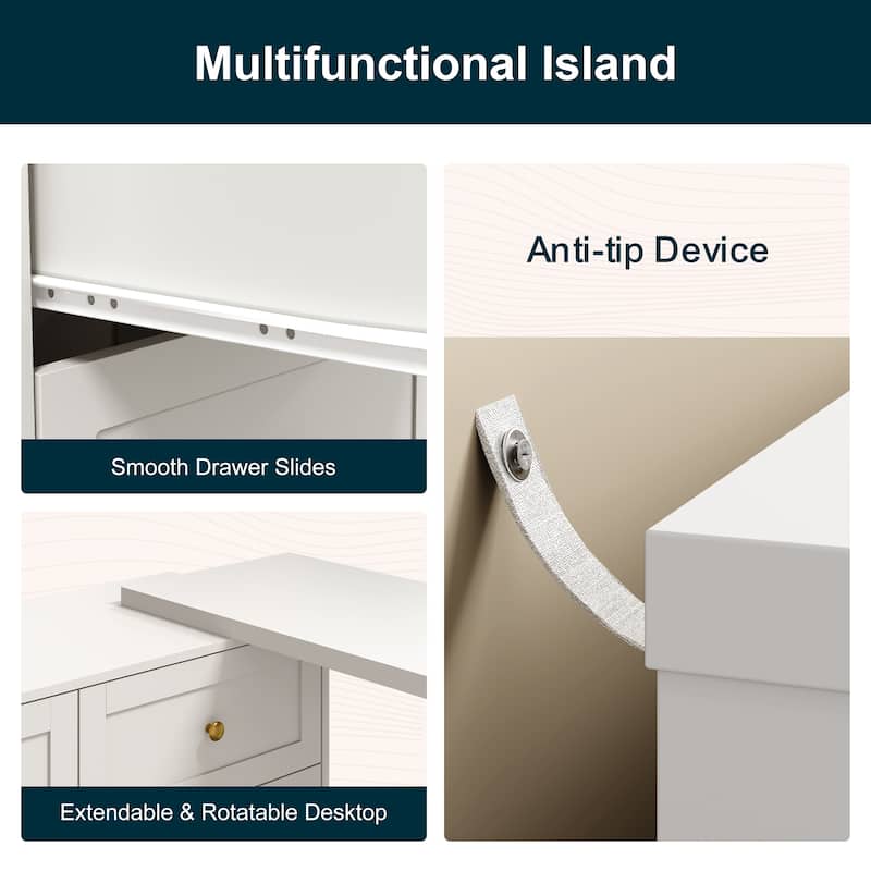 Extendable Makeup Vanity Desk with 6 Drawers