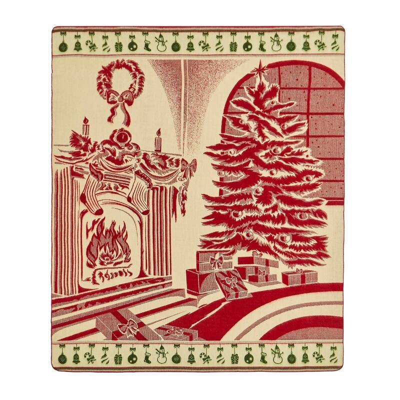 HomeRoots Queen Green And Red Mod Acrylic Woven Blanket