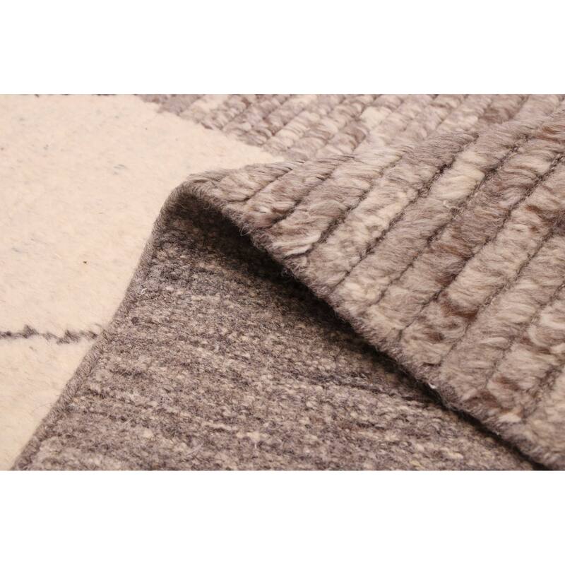 ECARPETGALLERY Hand-knotted Looma Cream, Grey Wool Rug - 8'0 x 10'0