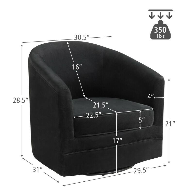 Modern Swivel Barrel Chair with Metal Base - 30.5" x 31" x 28.5" (L x W x H)