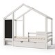 preview thumbnail 14 of 12, Multiple Storage Twin House Bed Frame w/ Blackboard and Drawers, White