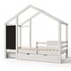preview thumbnail 14 of 12, White Multiple Storage Functions Full House Bed with Protective Rails Three Sides, Blackboard and Drawers, Two assembly options