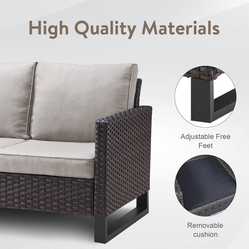 Patio Conversation Set 9 Piece with Propane Fire Pit Table