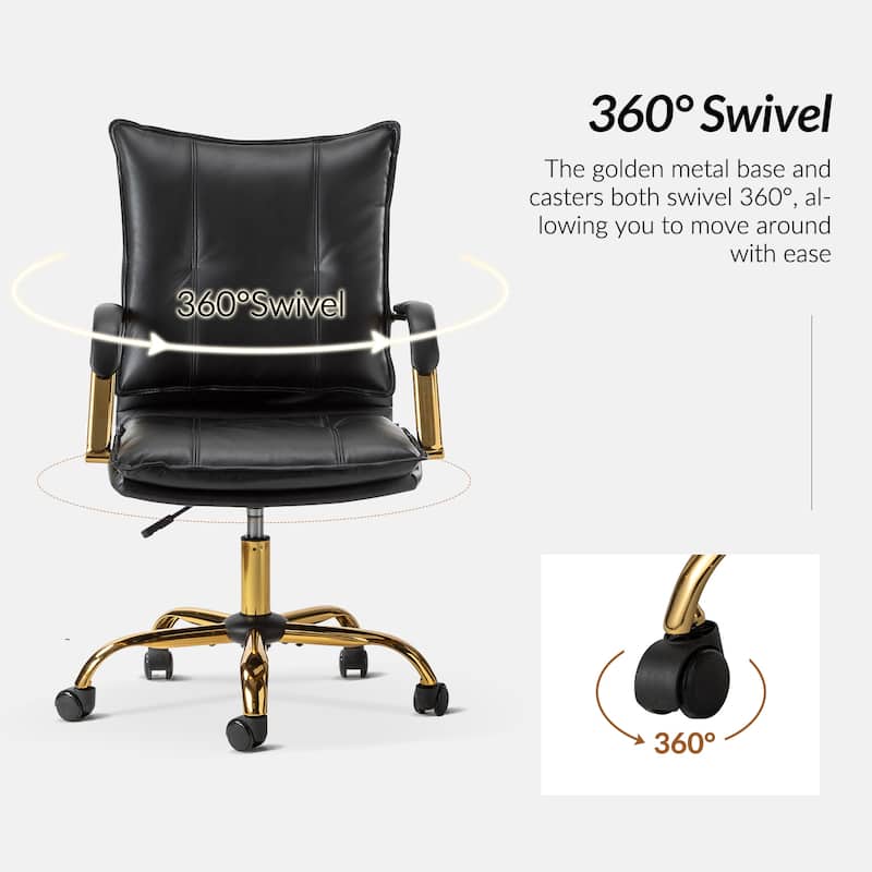 Zarina Modern Faux Leather Swivel Office Desk Chair with Height-adjustable by HULALA HOME