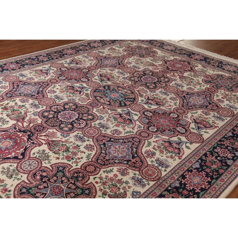 All-Over Aubusson Oriental Area Rug Handmade Wool Carpet - 9'1"x 12'2"