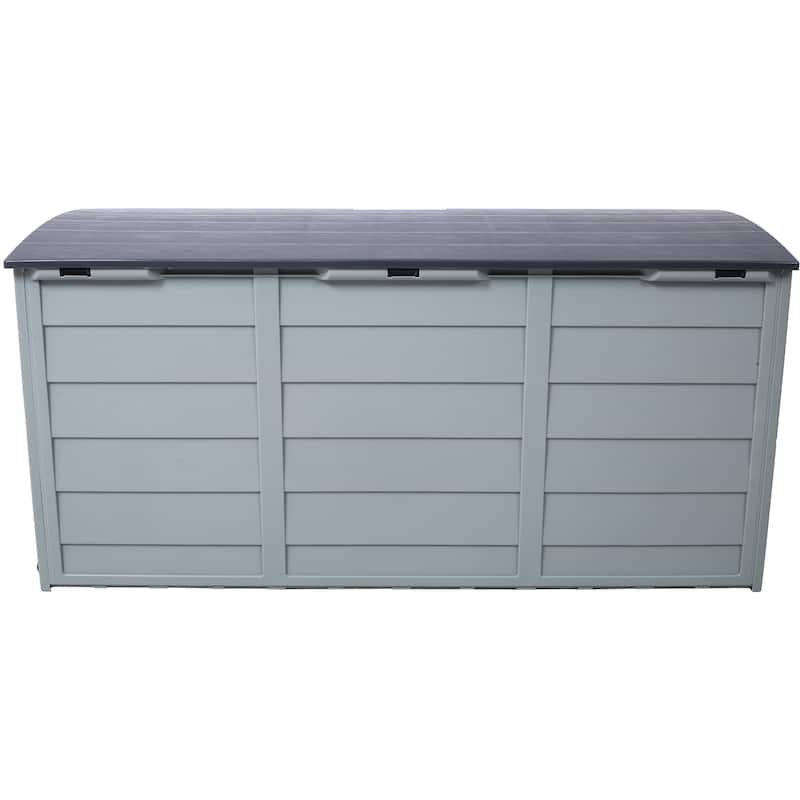 Grey Compact Wheeled Storage Deck Box with 4 Wheels and Weatherproof for Garage and Poolside Garden​​