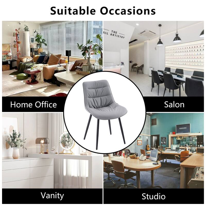 Faux Leather Dining Chairs Set of 2, Modern Upholstered Seat