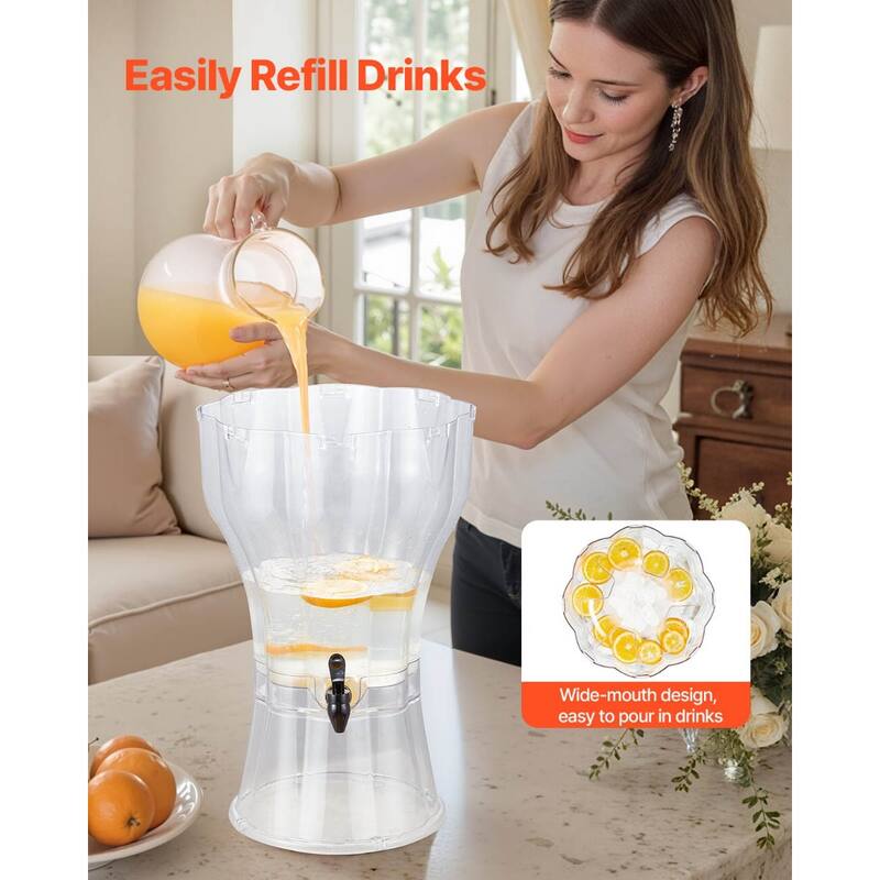 3.4 Gallon Large Clear Beverage Dispenser with No-Drip Spigot for Parties or Outdoor Gatherings - 12.99 x 21.3 in