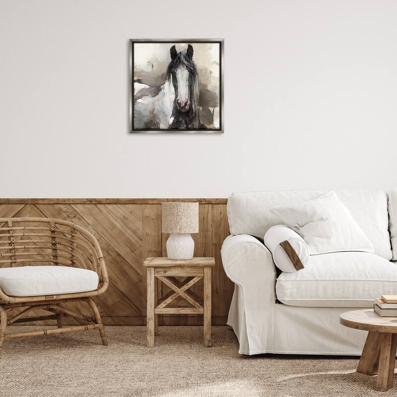 Stupell Grey & Beige Horse Abstract Framed Floater Canvas Wall Art Design By Marilyn Hageman