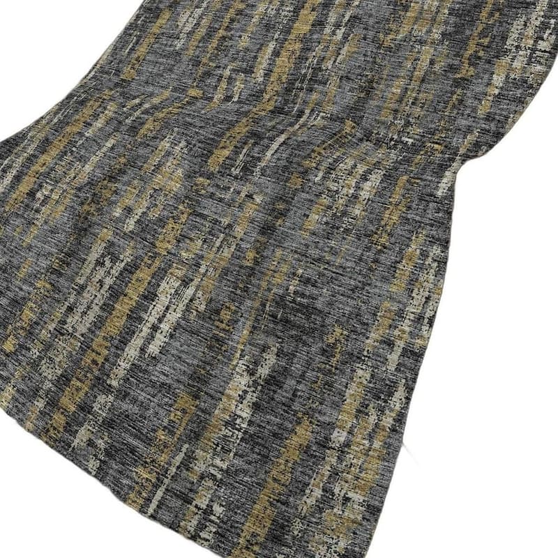 HomeRoots 50" X 70" Granite Gray And Gold Abstract Polyester Woven Plush Throw Blanket