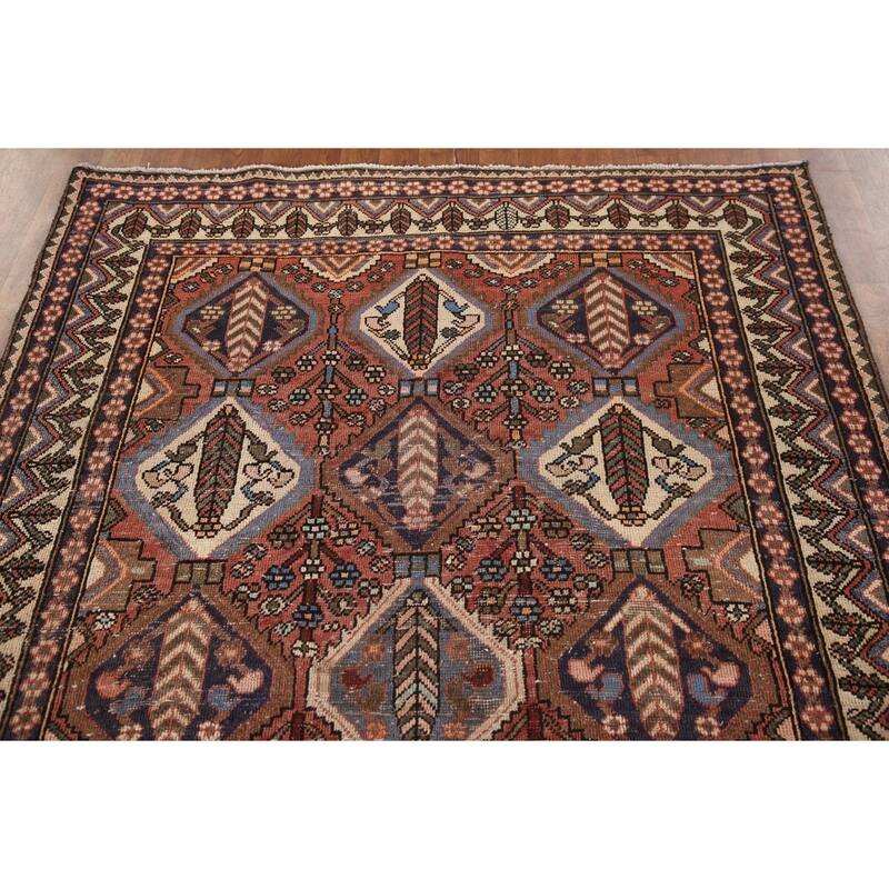 Bakhtiari Persian Vintage Area Rug Handmade Wool Carpet - 4'10"x 9'10"
