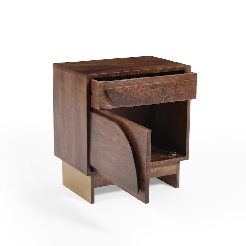 Christopher Knight Home - Bennett Walnut-Finished Solid Wood Nightstand with Drawer