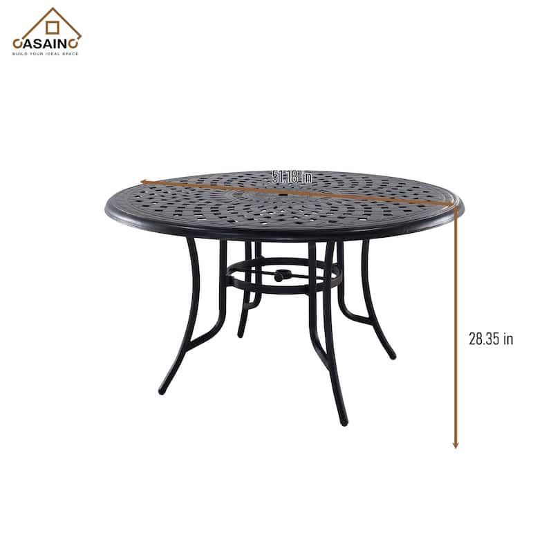 51 inch W Round Bronze Cast Aluminum Outdoor Dining Table