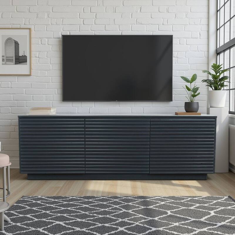 Bridgevine Home Stardust 74 inch Three Door TV Stand for TVs up to 85 inches, No Assembly Required