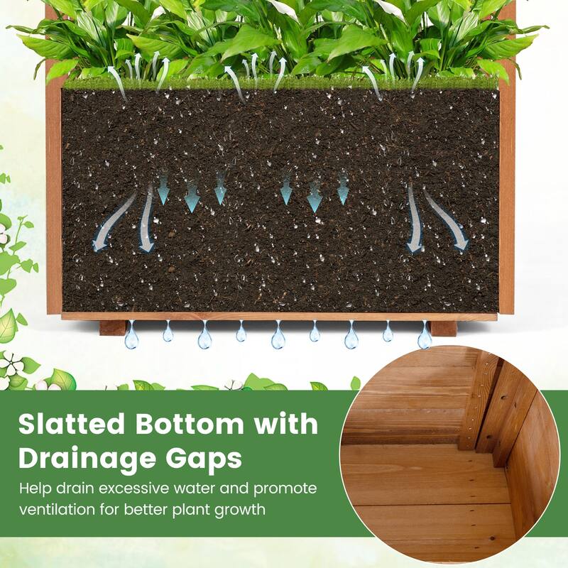 Gymax 2PCS Wooden Raised Garden Bed/ Lattice Trellises Hanging Roof