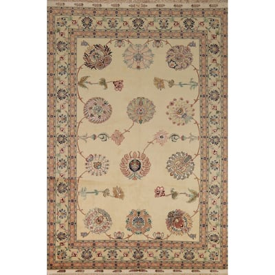 Handmade Wool & Silk Signed Tabriz Persian Area Rug Traditional Carpet - 6'8"x 10'1"