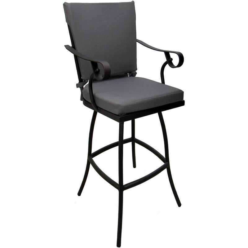 Outdoor or Indoor Counter 26", 30" or Extra Tall 34" Bar Stool - Jamey - Dark Gray Linen - Black - Bar Height