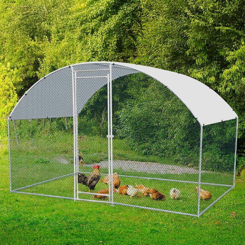 6.5 x 10 ft Metal Chicken Coop, Walk-in Poultry Cage for Backyard