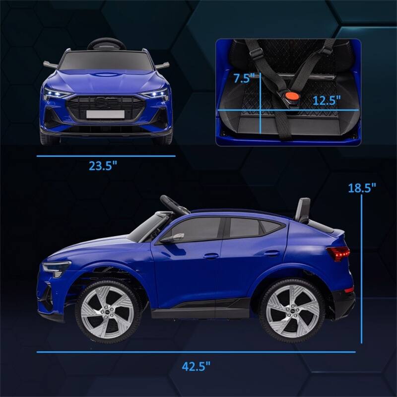12V Electric Ride-On Car for Toddlers with USB Music LED Lights and Dual Motors Safety Wheels - 42.5" L x 23.5" W x 18.5" H