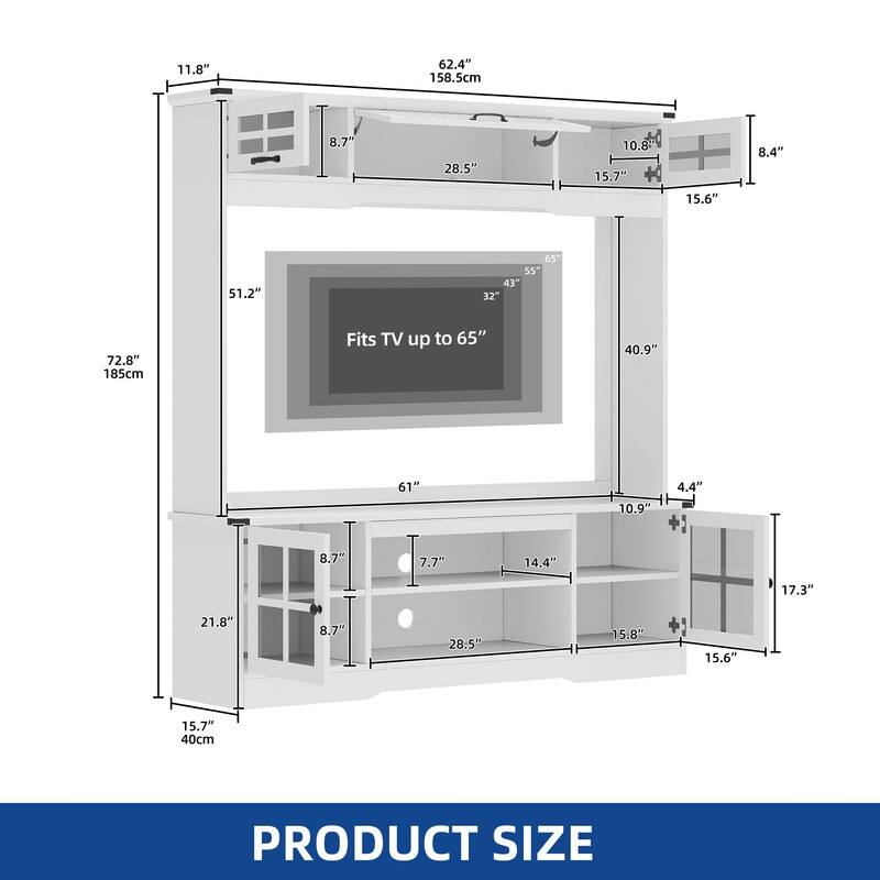 Moasis Vintage TV Stand with Power Outlet for 65" TVs
