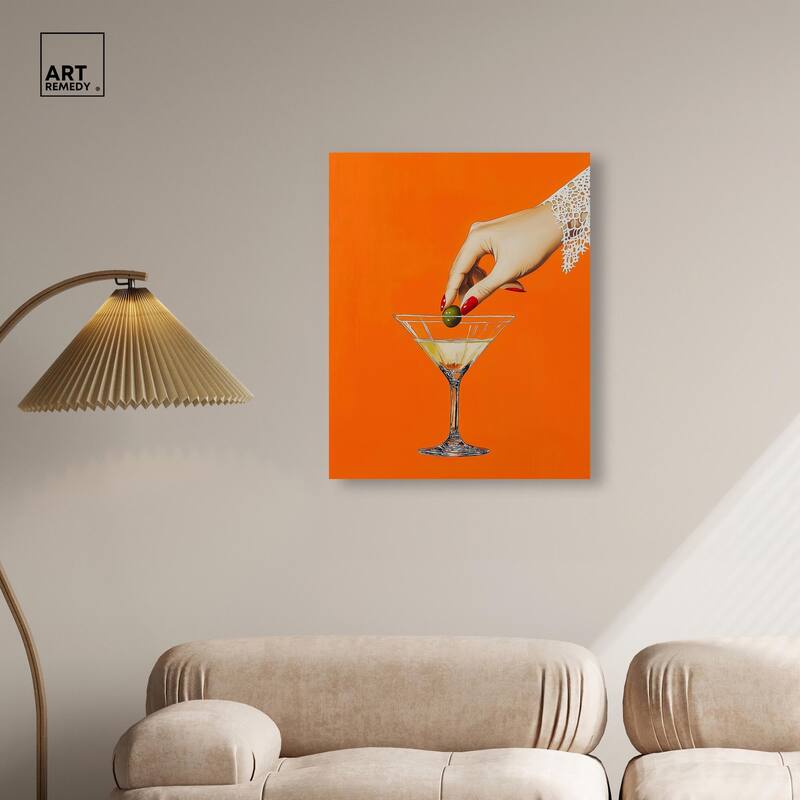 Orange Zest Martini Canvas by Art Remedy, Gallery Wrapped