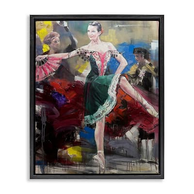 Stupell Classic Ballerina on Stage Framed Floater Canvas Wall Art Design By Lucille Lee