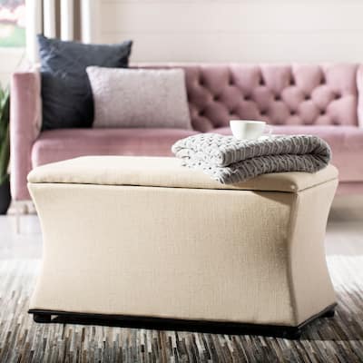 SAFAVIEH Jonathan Cream Linen Storage Bench - 36" W x 19" D x 21" H