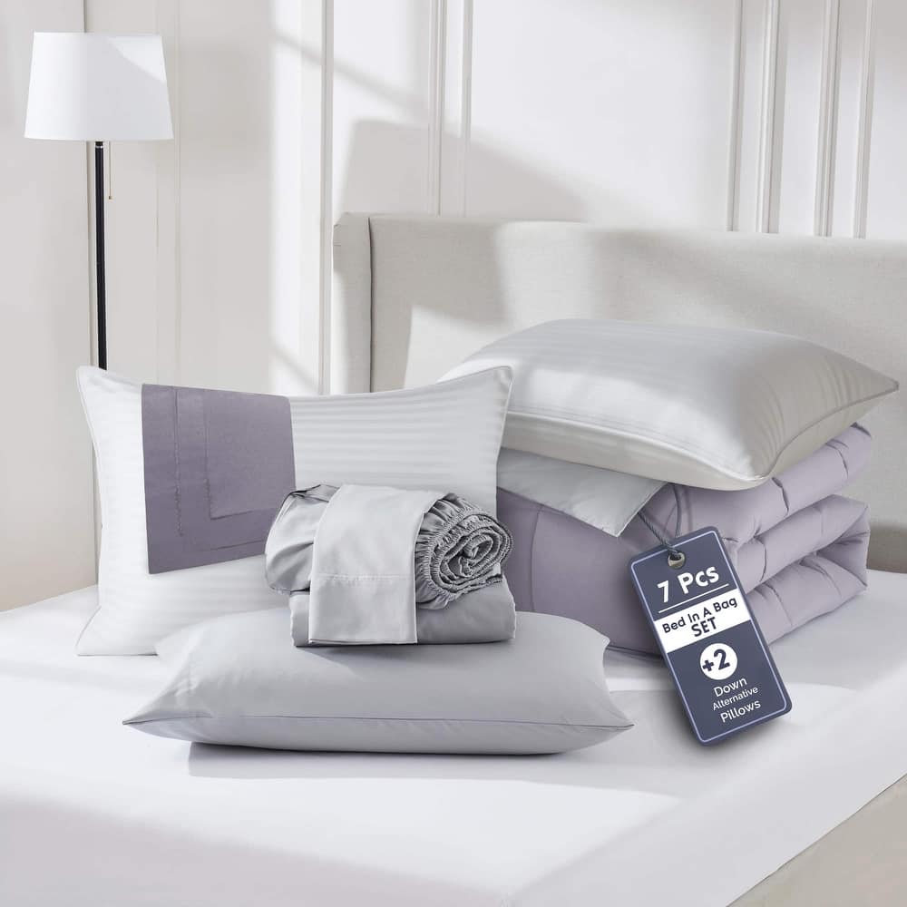 Empyrean Reversible Comforter Set Bed in a Bag with Down Alternative Pillow