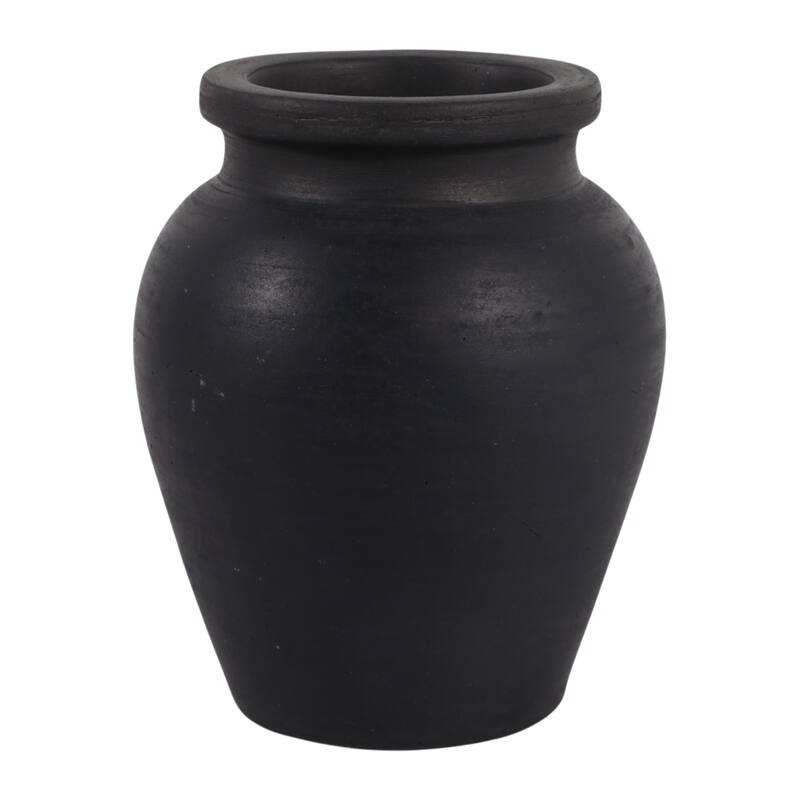 Decorative Round Pottery Vase - Rustic Boho Flower Vase