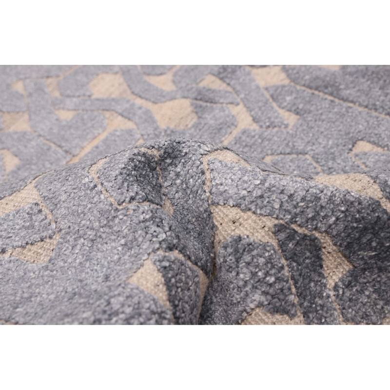 ECARPETGALLERY Hand-knotted Tangier Light Denim Blue Silk, Wool Rug - 5'1 x 8'1