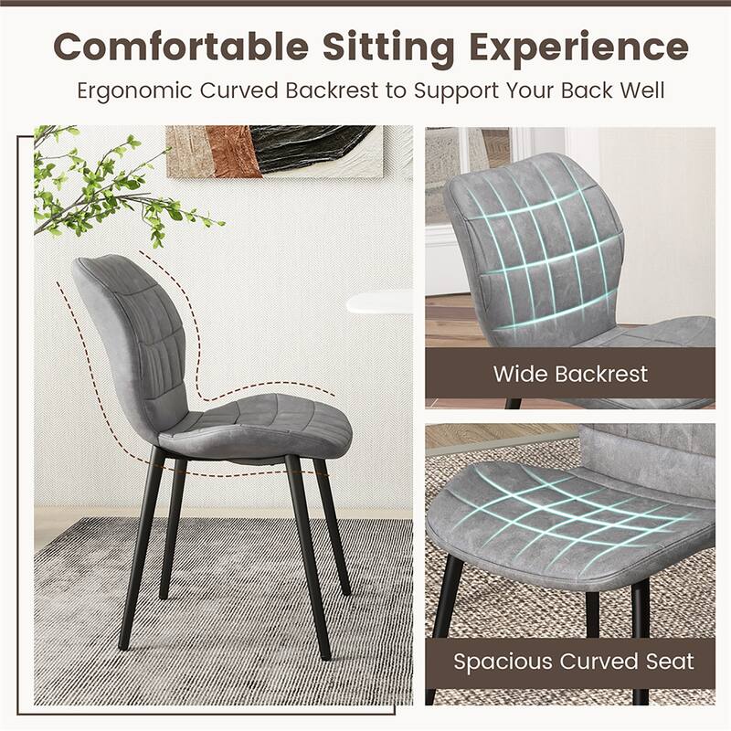 Gymax Dining Chairs Set of 4 w/ Padded Back Metal Legs & 2 Adjustable