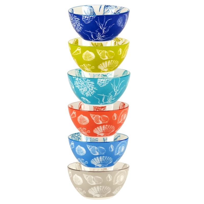 Certified International Seaside Set of 6 All Purpose Bowl 4.75" 6 asst - 4.75" Diam x 2.25"