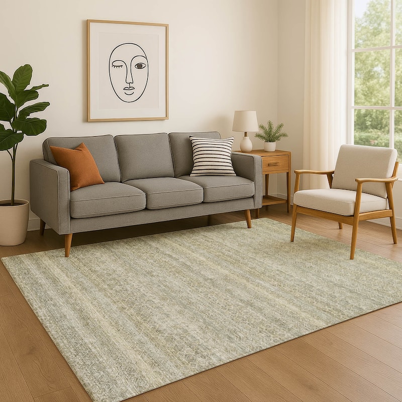 Premium Washable Super Soft Boho Stripes Mayfield Rug - Linen - 5' x 7'6"