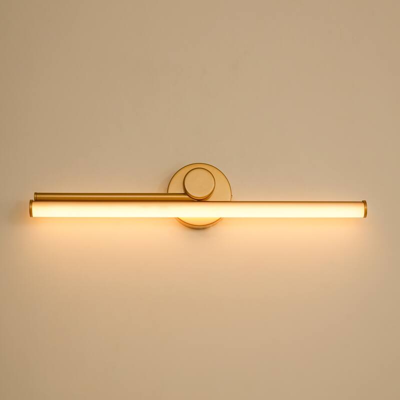 1-Light 23.8" W Modern Black/Gold Linear Metal Dimmbale Integrated LED Bathroom Vanity Mirror Light/Picture Light