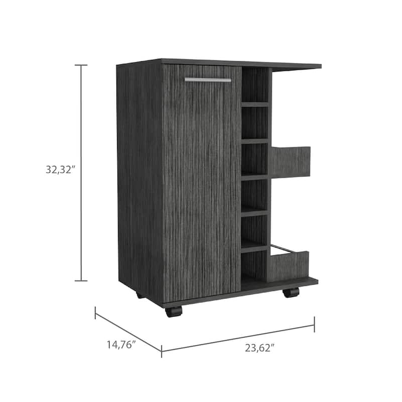 Bartlet 2-Shelf 6-Bottle Bar Cart with Division