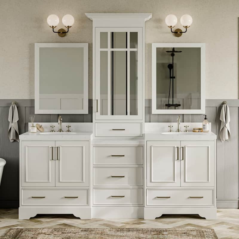 Ariel M085DCQO Stafford 84" Free Standing Double Basin Vanity Set with