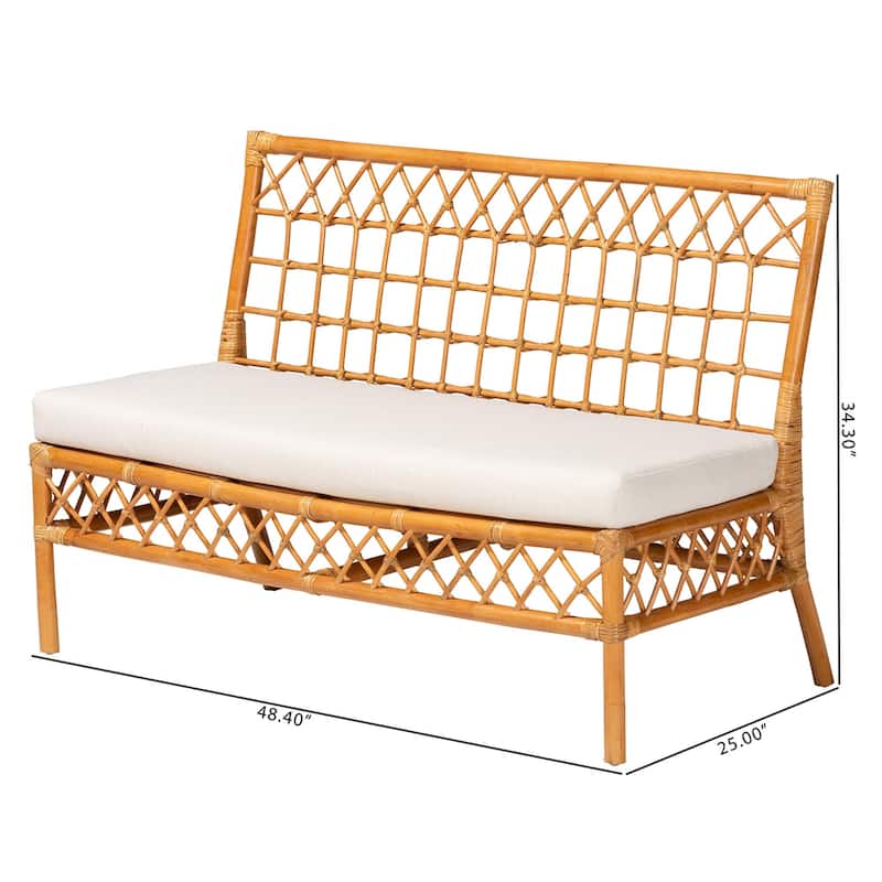 Capella Modern Bohemian Honey Rattan Dining Bench