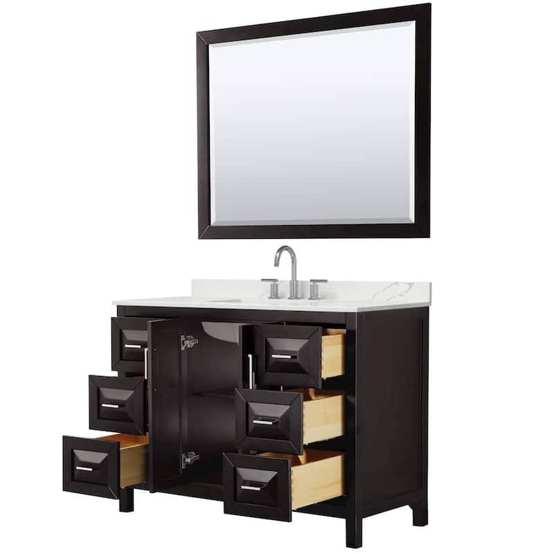 Daria 48-inch Single Vanity, 3 Hole Quartz Top, 46-inch Mirror