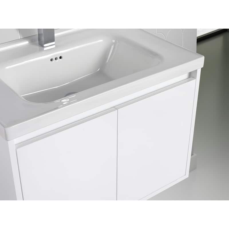 Blossom 24" Wall-Mounted Floating Bathroom Vanity with Ceramic Sink