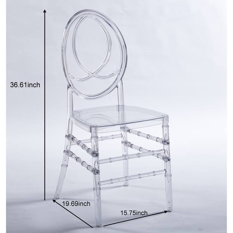 4 Piece Plastic Transparent Welding Chair Kitchen Dining Chair with Round Backrest for Restaurant Kitchen Living Room Bedroom