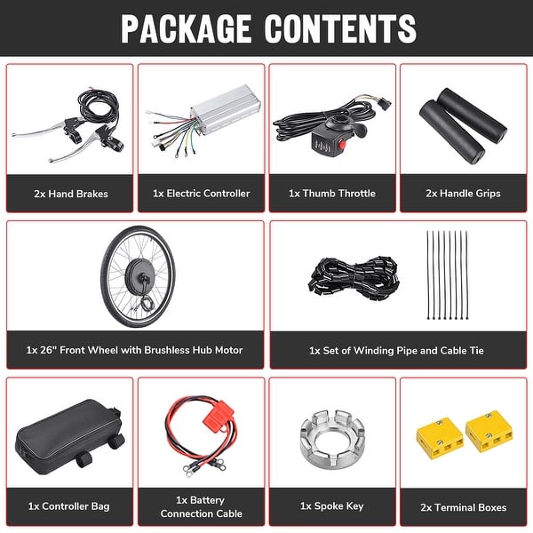 electric front bicycle wheel Yescom 20" Front Wheel Electric Bicycle Motor Fat Tire Kit 48v 1000w