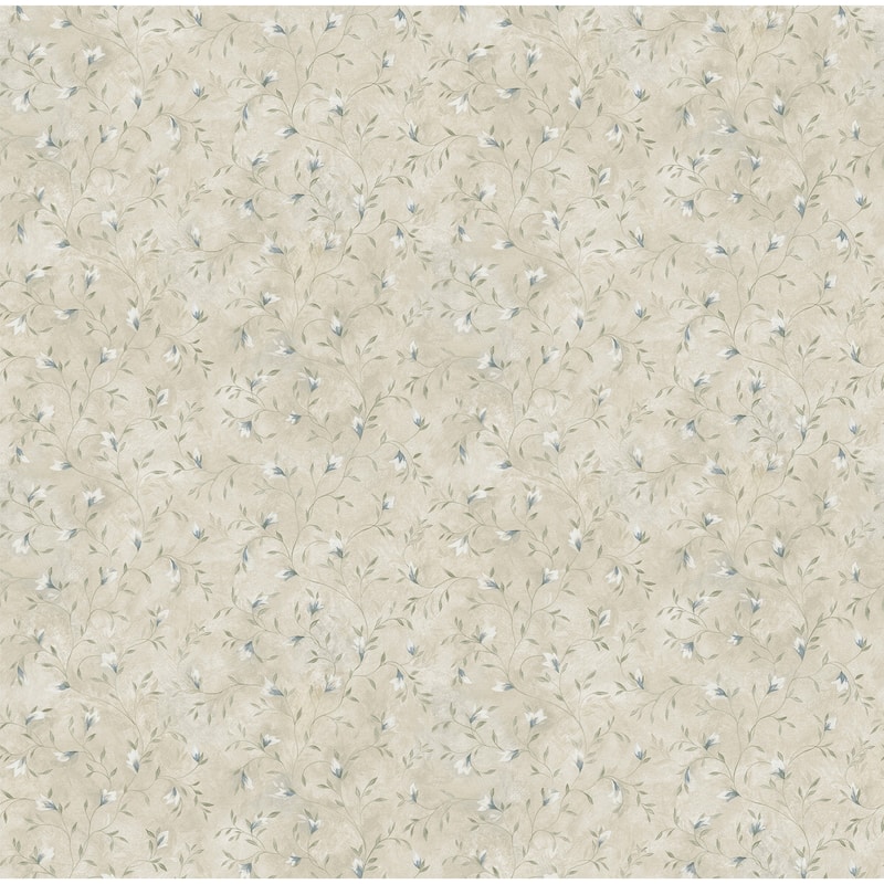 Benicia, Folk Botanical Honey Trail, 33' L X 20.5 W, Wallpaper Roll - Navy