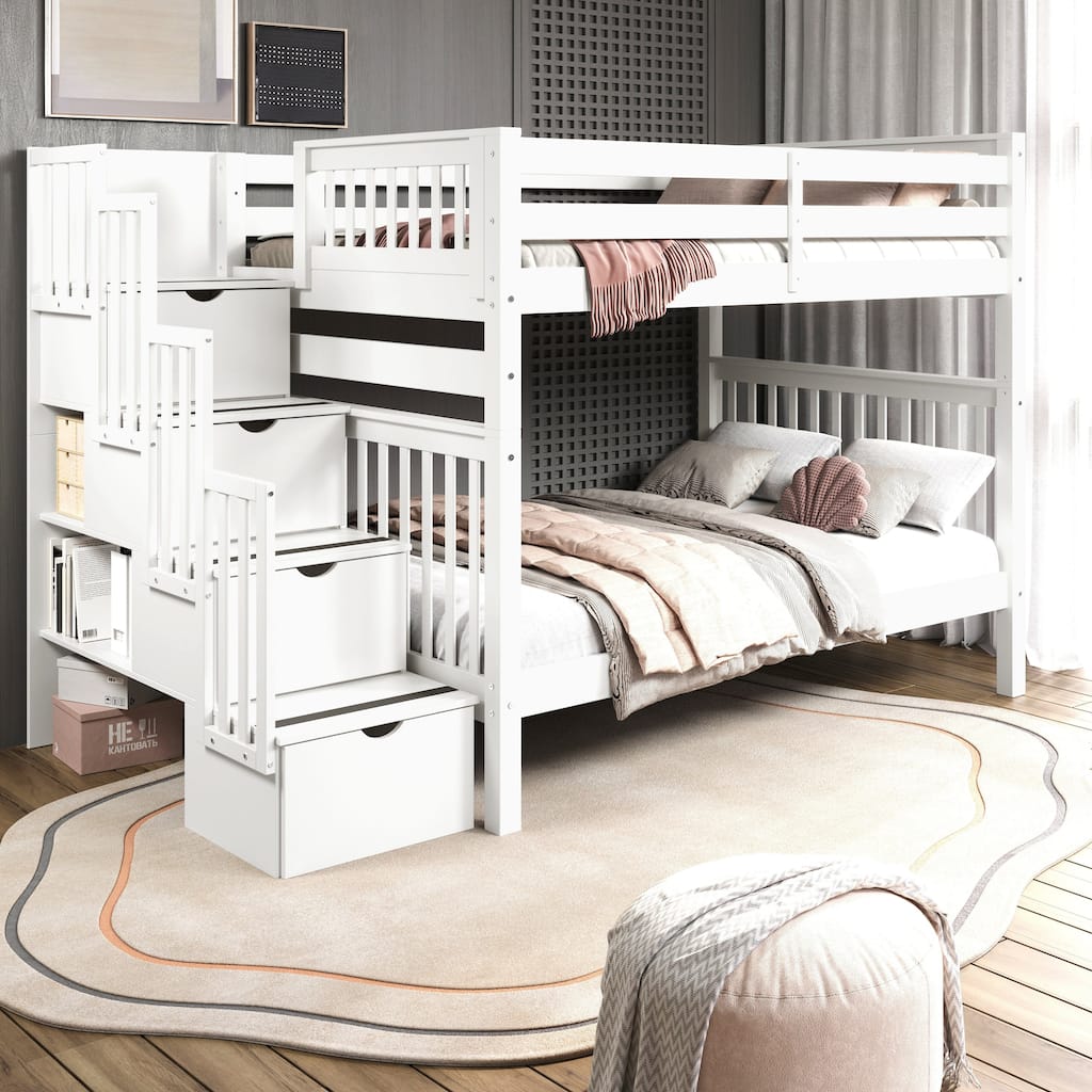 Taylor & Olive Trillium Full over Full Stairway Bunk Bed
